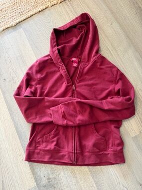 SO Deep Red Hooded Zip Sweatshirt